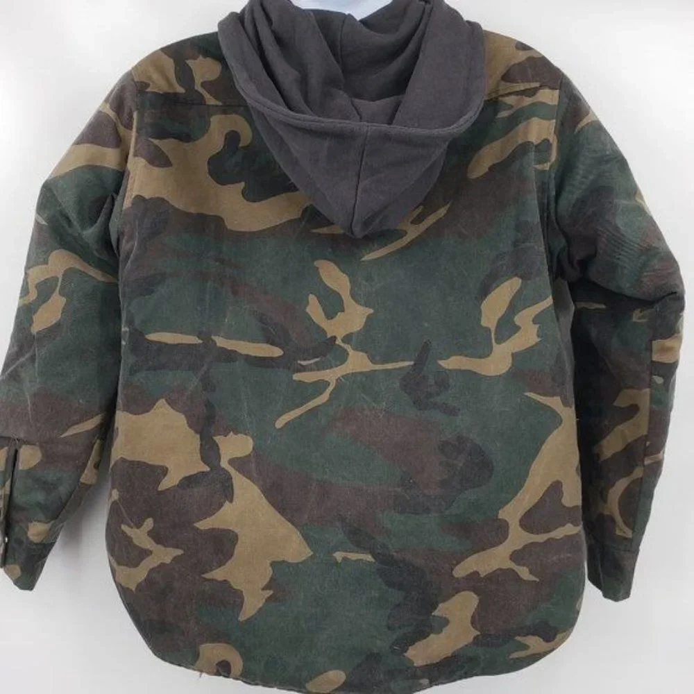 RHUDE Camo‎ Print Hooded Jacket Quilted Zip Up Cotton Coat Parka Size Small NWOT